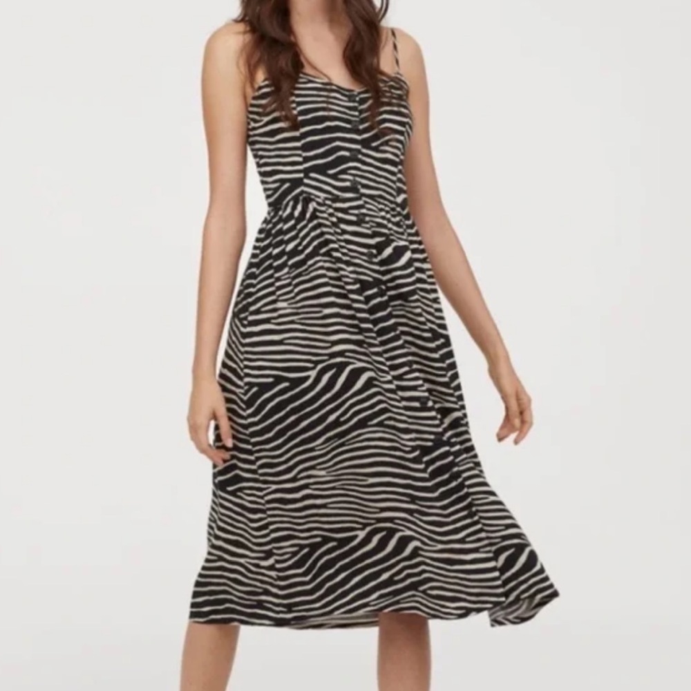 H&M zebra print 100% viscose midi dress. Size 2